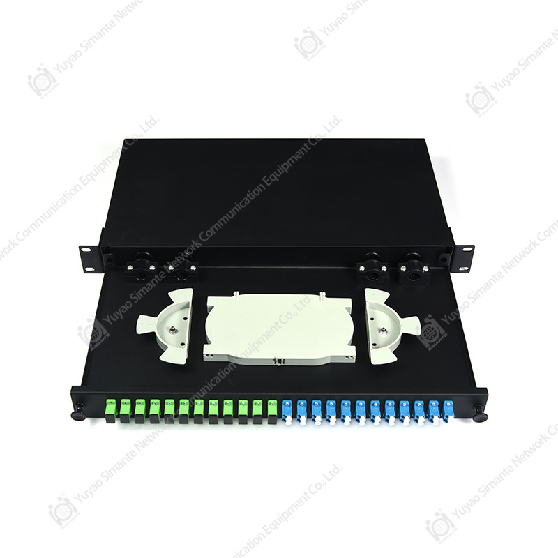 SMT-2213-24P-1U Tipo deslizante Panel de conexión de fibra óptica de 24 puertos de montaje en bastidor