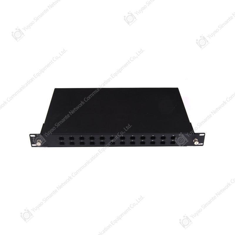 SMT-2213-24P-1U-B Tipo deslizante Panel de conexión de fibra óptica de 24 puertos de montaje en bastidor